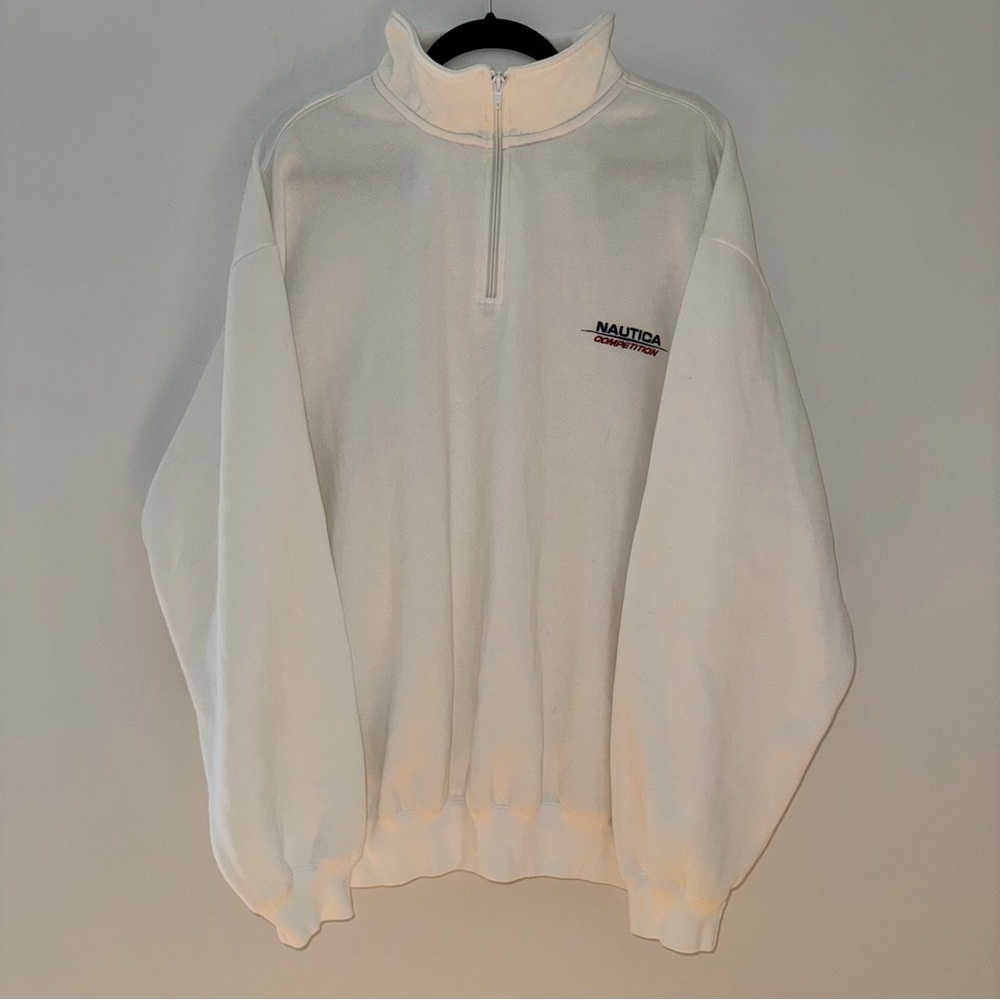 Vintage Nautica Competition White Quarter Zip Pullover‎ Sweatshirt XXL